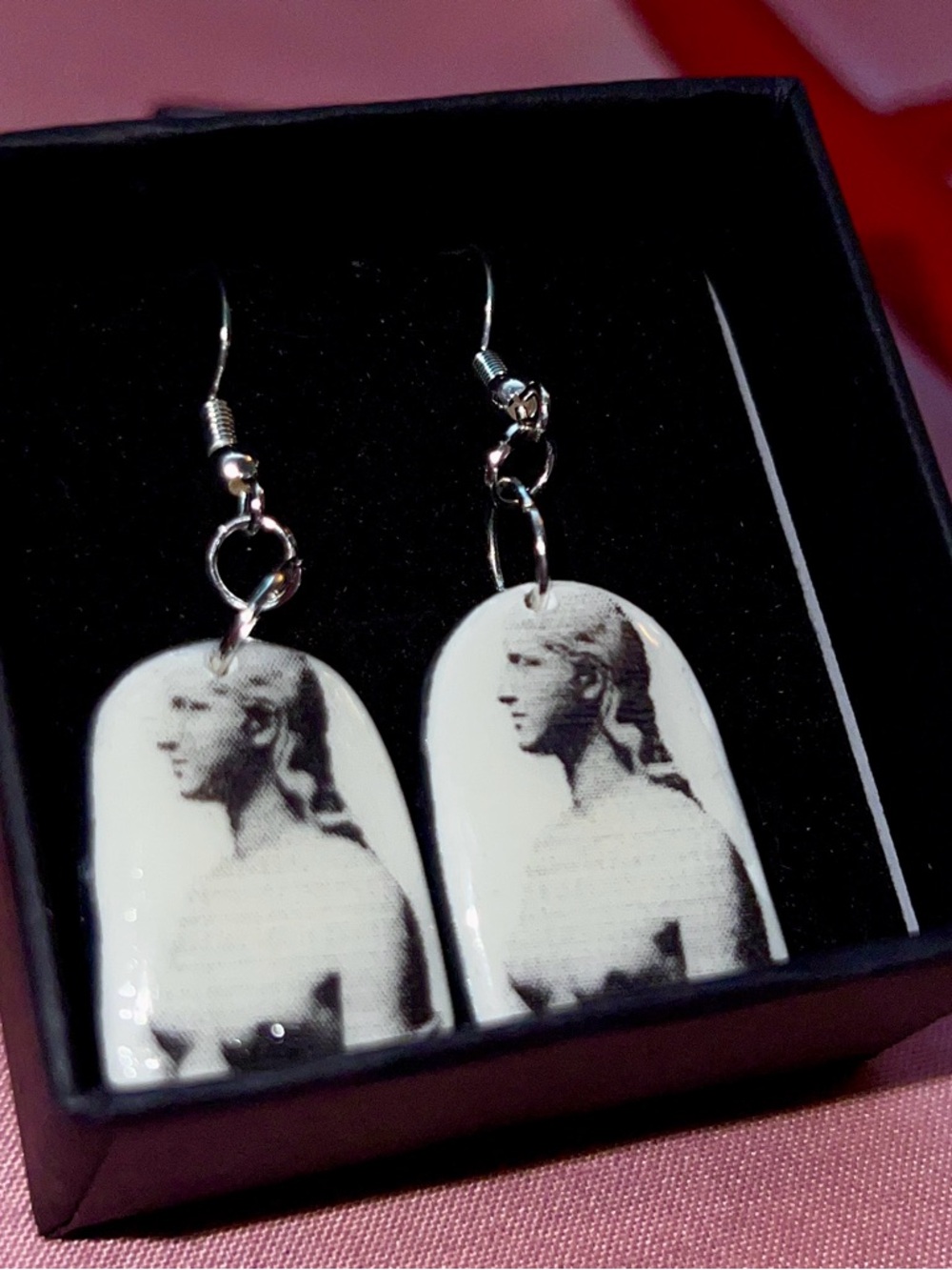 White Sculpted Profile Clay Drop Earrings - Women's Jewelry